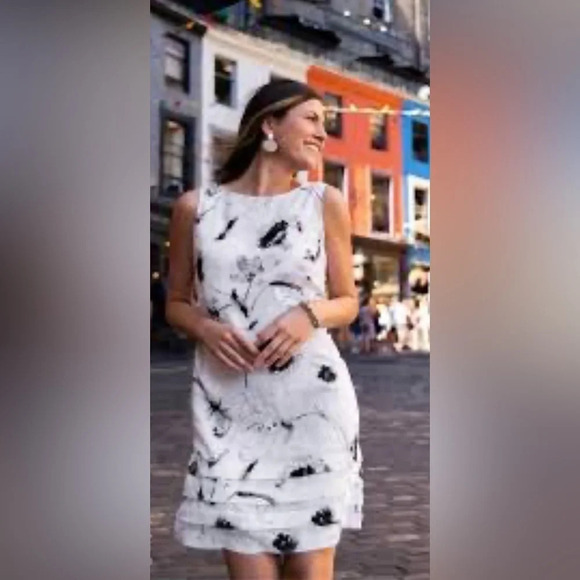 Habitat Linen Sketched Floral Pocket Dress White Size Small - Picture 3 of 11